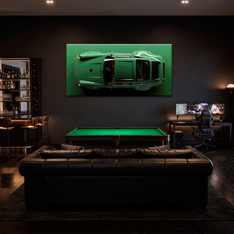Porsche 911 Emerald Axis Wall Art – Green Sports Car Canvas Print
