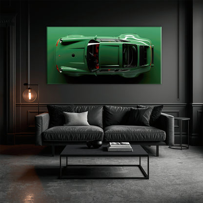 Porsche 911 Emerald Axis Wall Art – Green Sports Car Canvas Print