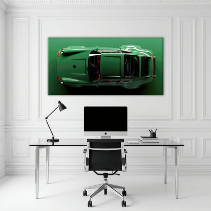 Porsche 911 Emerald Axis Wall Art – Green Sports Car Canvas Print