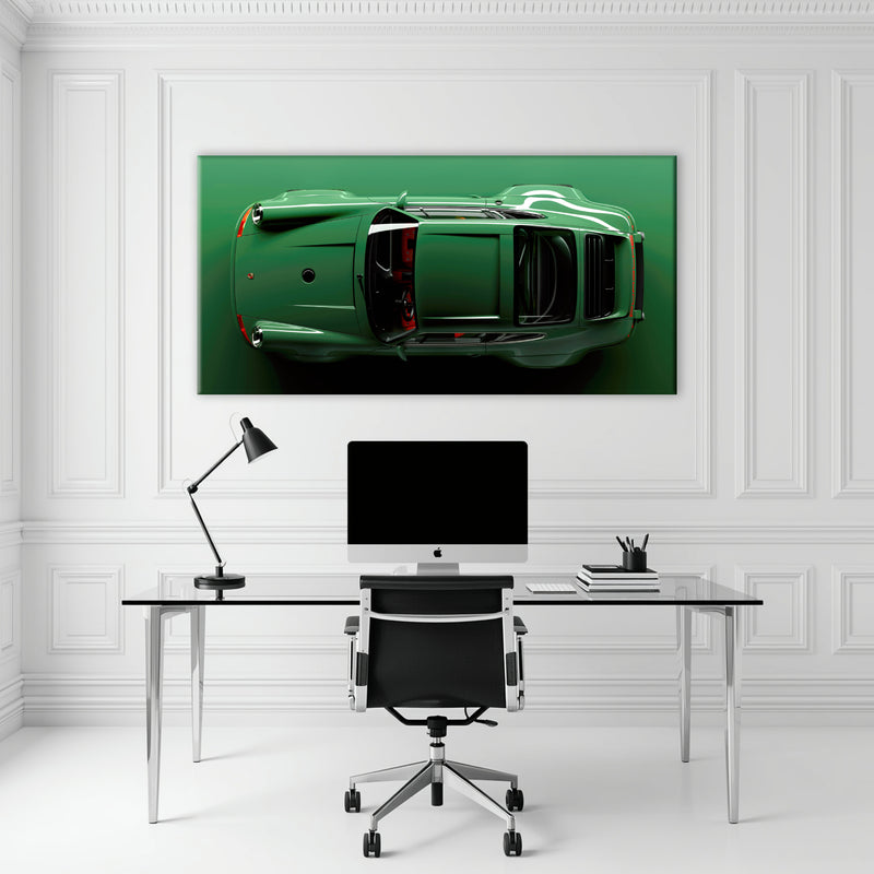 Porsche 911 Emerald Axis Wall Art – Green Sports Car Canvas Print