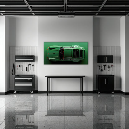Porsche 911 Emerald Axis Wall Art – Green Sports Car Canvas Print