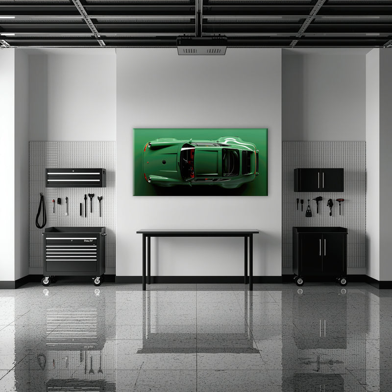 Porsche 911 Emerald Axis Wall Art – Green Sports Car Canvas Print