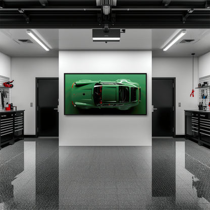 Porsche 911 Emerald Axis Wall Art – Green Sports Car Canvas Print