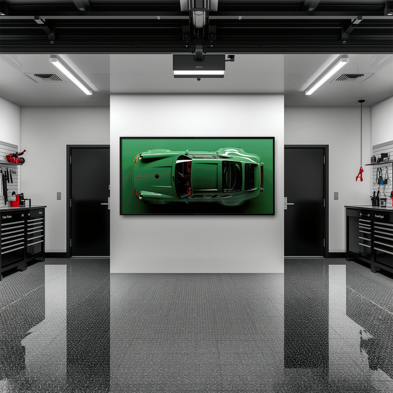 Porsche 911 Emerald Axis Wall Art – Green Sports Car Canvas Print