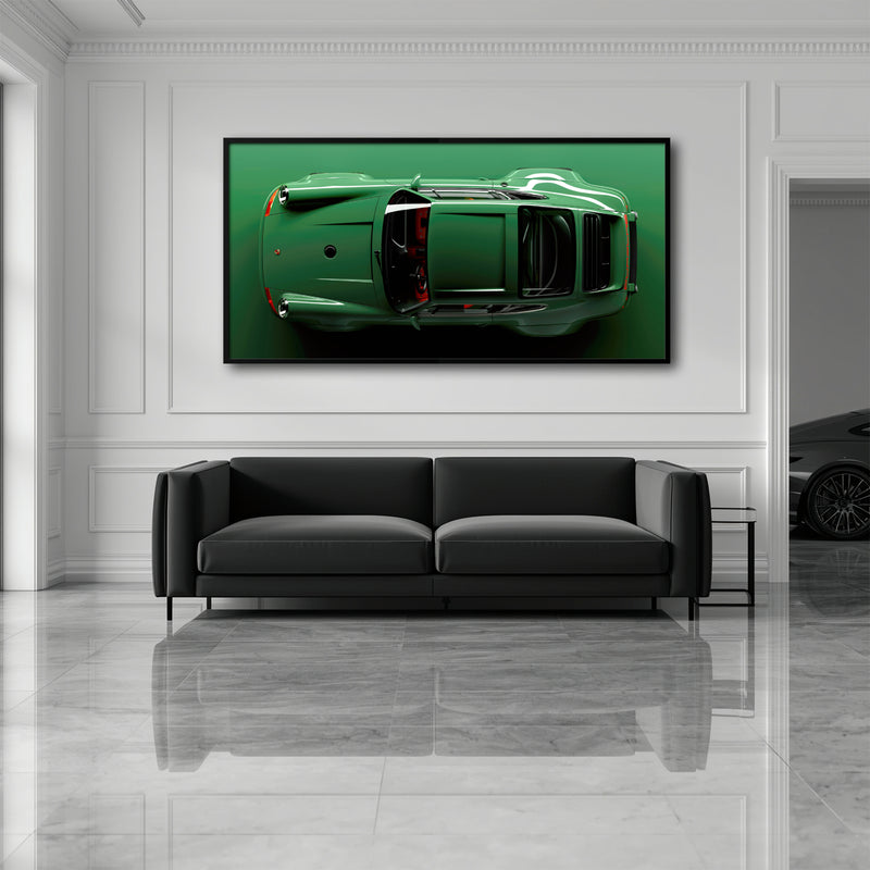 Porsche 911 Emerald Axis Wall Art – Green Sports Car Canvas Print