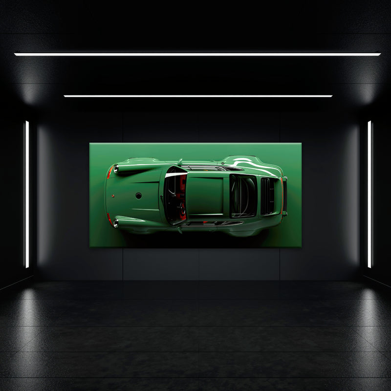 Porsche 911 Emerald Axis Wall Art – Green Sports Car Canvas Print