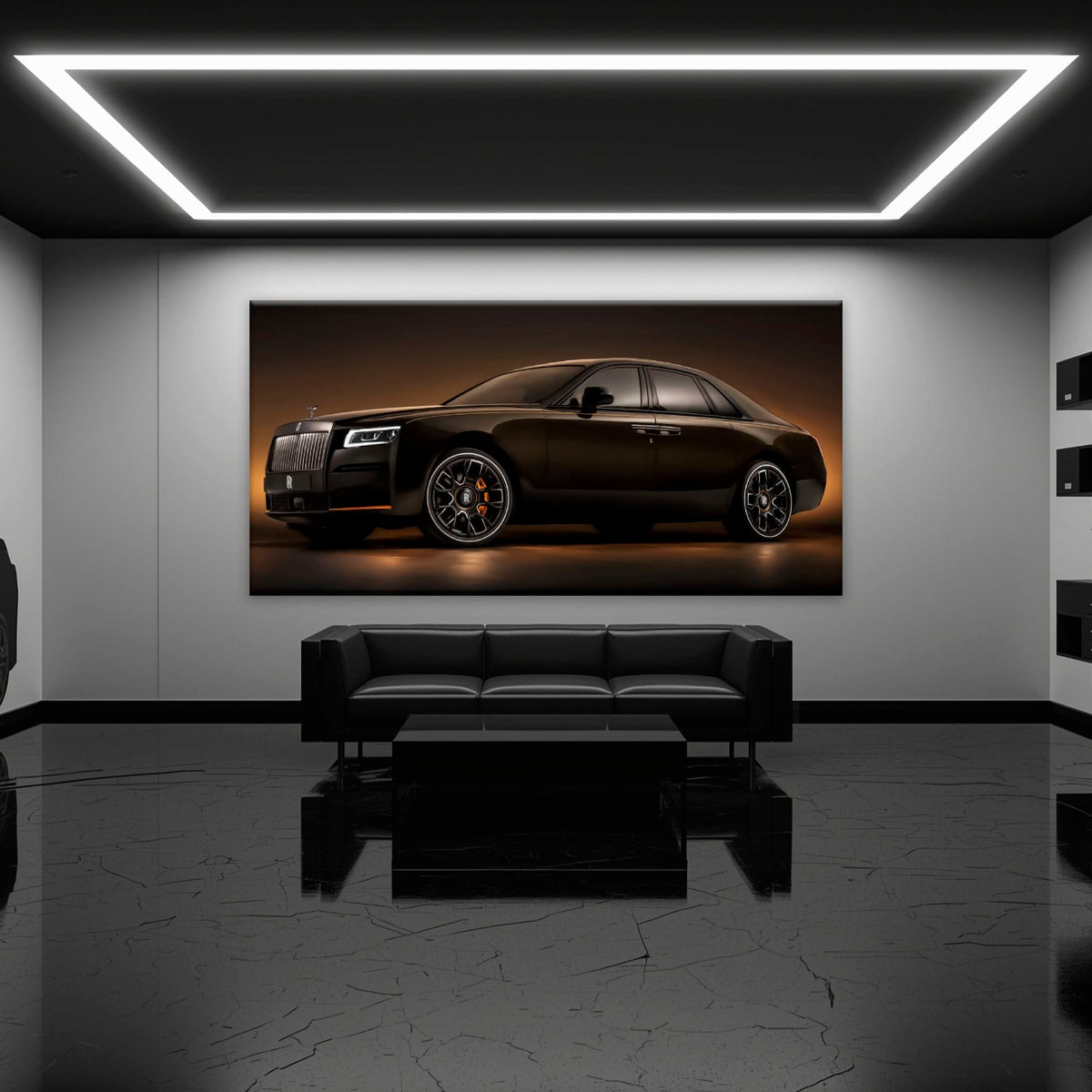 Rolls-Royce Ghost Wall Art-Black Luxury Car Canvas Print Cars