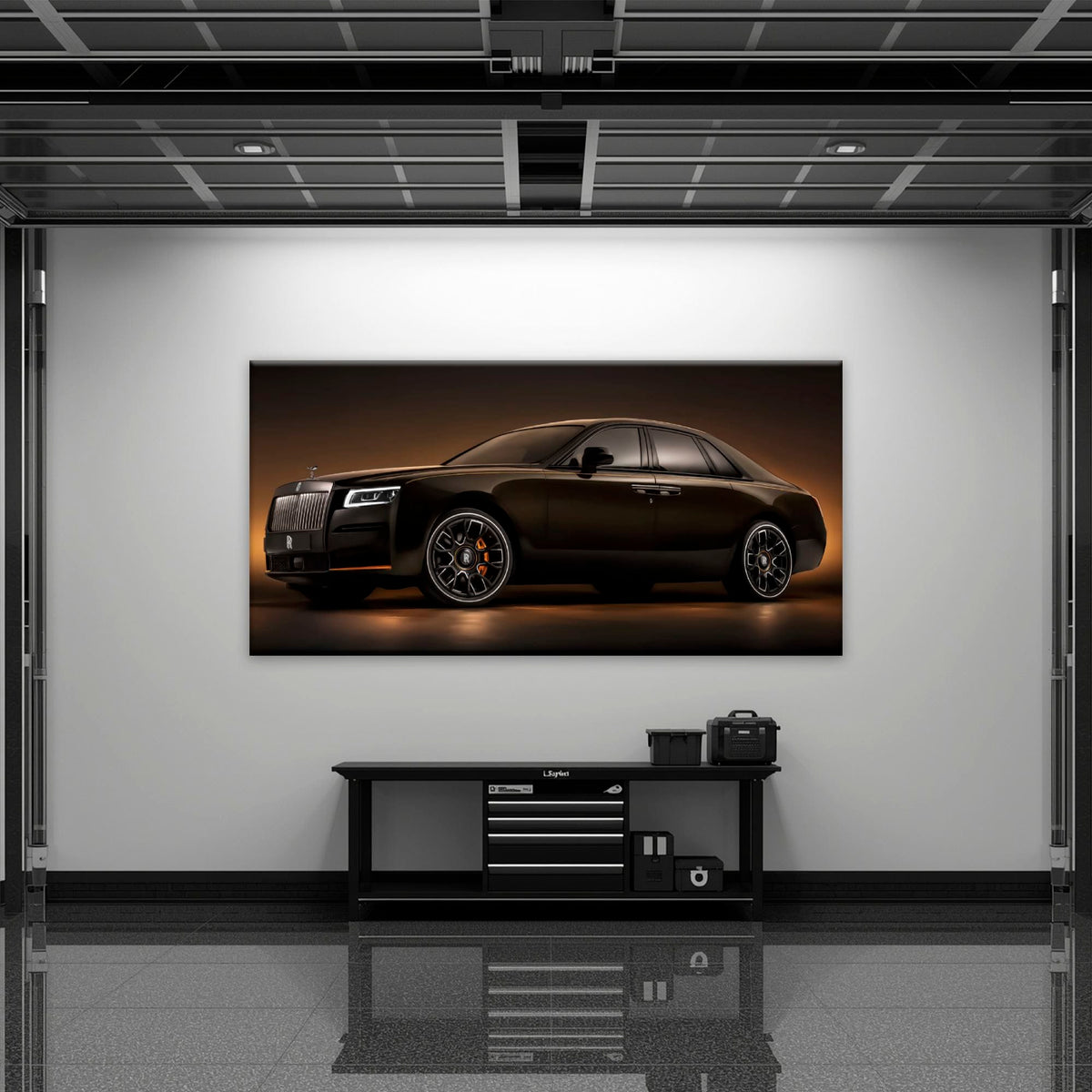 Rolls-Royce Ghost Wall Art-Black Luxury Car Canvas Print Cars