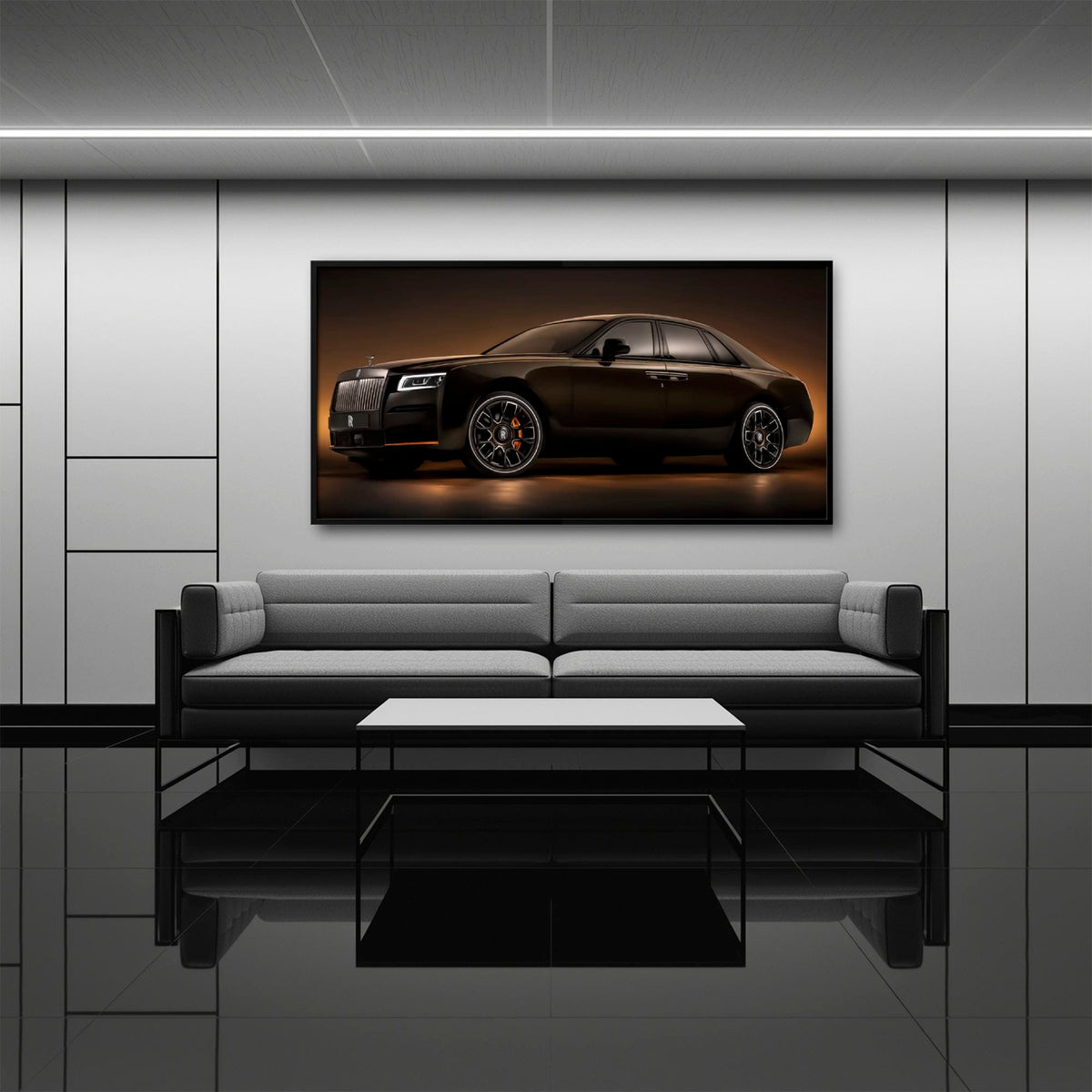 Rolls-Royce Ghost Wall Art-Black Luxury Car Canvas Print Cars