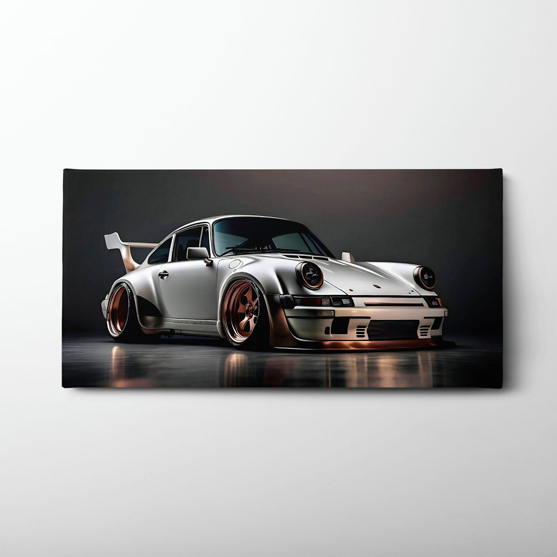 Porsche 911 Steel Outlaw Wall Art – Silver Sports Car Canvas Print Cars