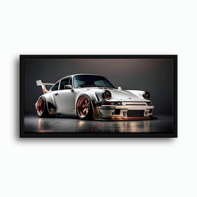 Porsche 911 Steel Outlaw Wall Art – Silver Sports Car Canvas Print Cars