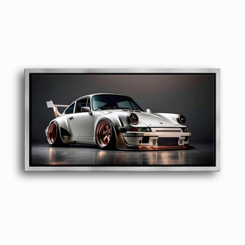 Porsche 911 Steel Outlaw Wall Art – Silver Sports Car Canvas Print Cars