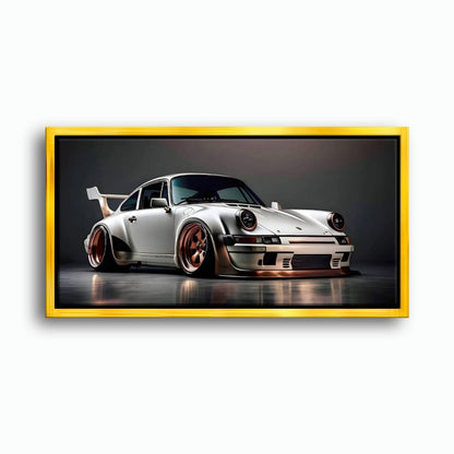 Porsche 911 Steel Outlaw Wall Art – Silver Sports Car Canvas Print Cars