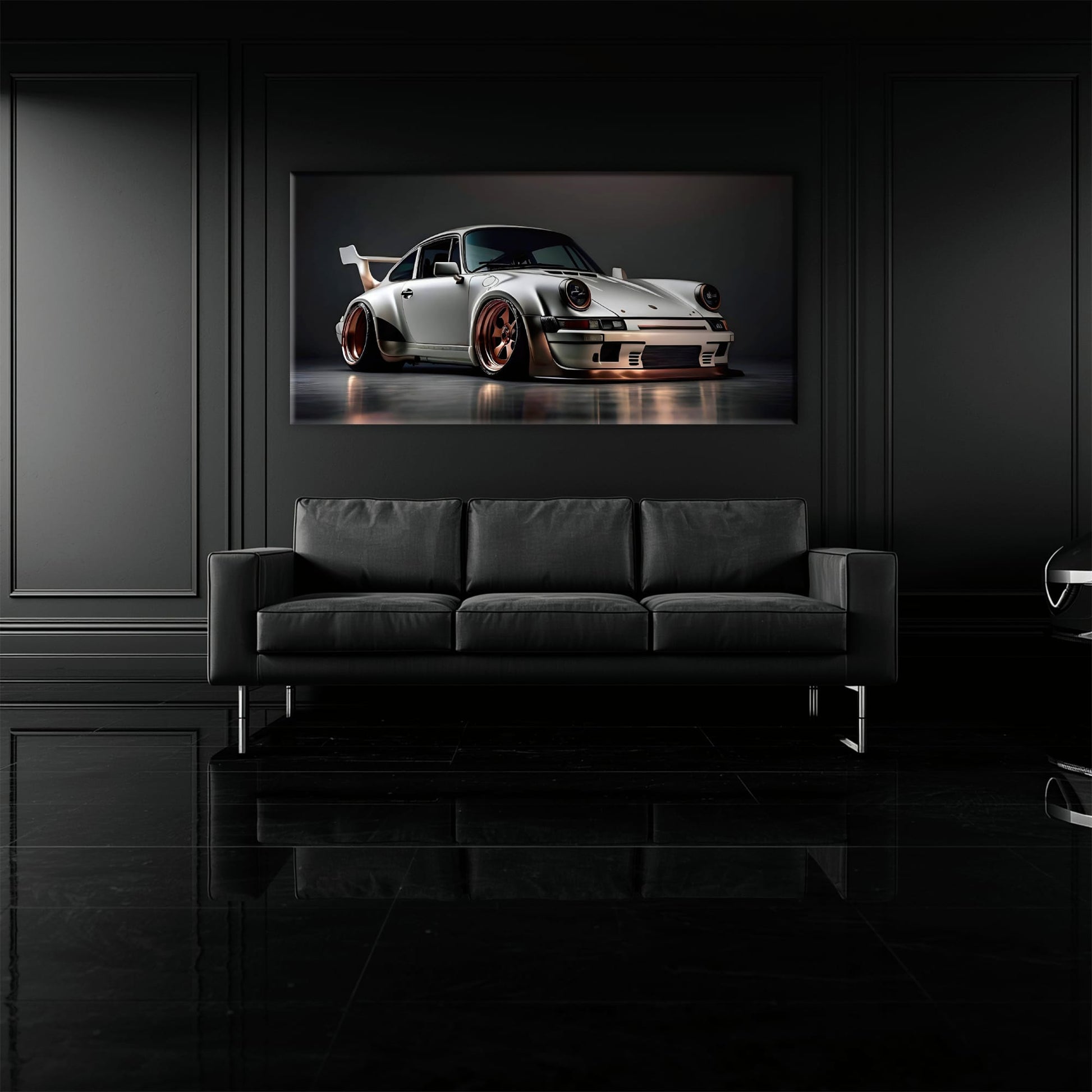 Porsche 911 Steel Outlaw Wall Art – Silver Sports Car Canvas Print Cars