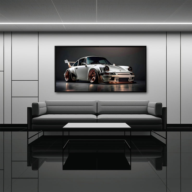 Porsche 911 Steel Outlaw Wall Art – Silver Sports Car Canvas Print Cars