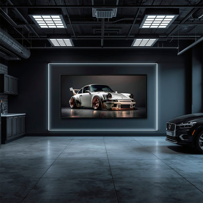 Porsche 911 Steel Outlaw Wall Art – Silver Sports Car Canvas Print Cars