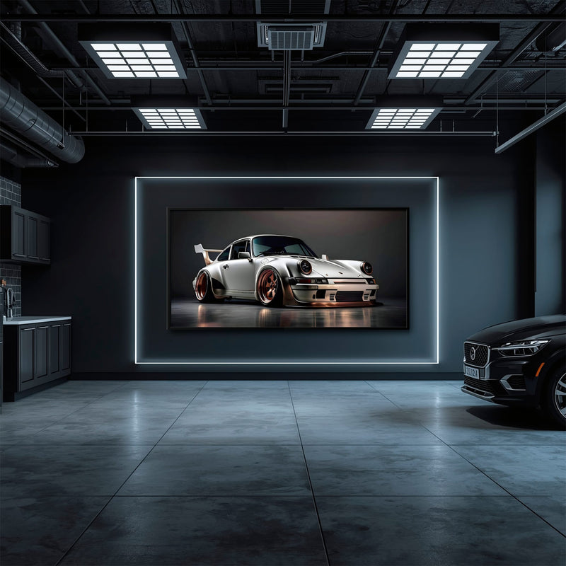 Porsche 911 Steel Outlaw Wall Art – Silver Sports Car Canvas Print Cars