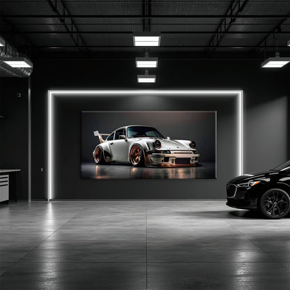 Porsche 911 Steel Outlaw Wall Art – Silver Sports Car Canvas Print Cars