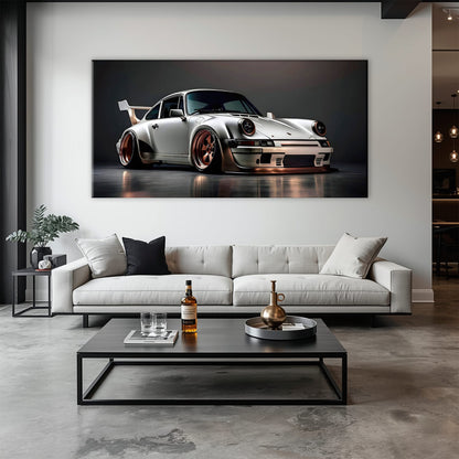 Porsche 911 Steel Outlaw Wall Art – Silver Sports Car Canvas Print Cars