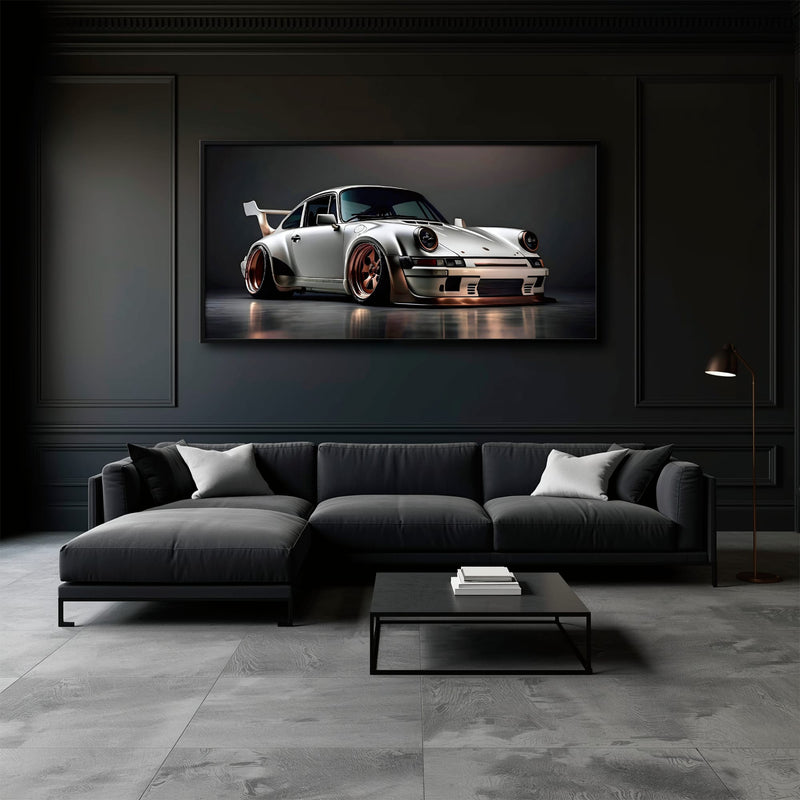 Porsche 911 Steel Outlaw Wall Art – Silver Sports Car Canvas Print Cars
