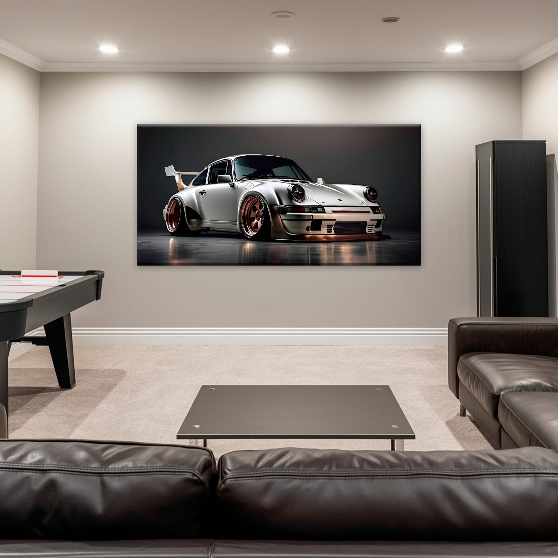Porsche 911 Steel Outlaw Wall Art – Silver Sports Car Canvas Print Cars