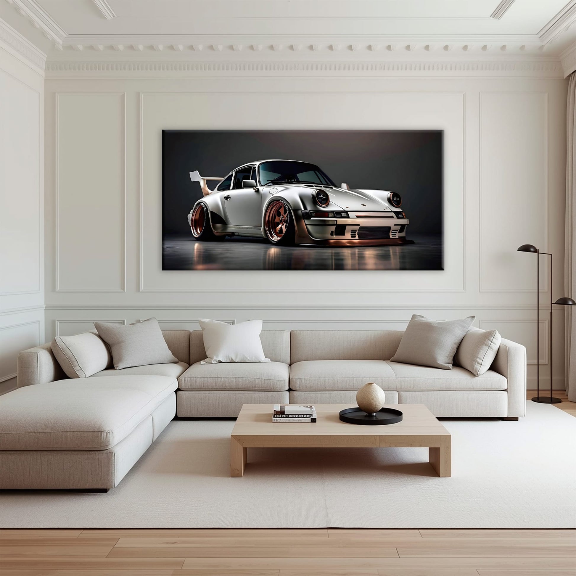 Porsche 911 Steel Outlaw Wall Art – Silver Sports Car Canvas Print Cars