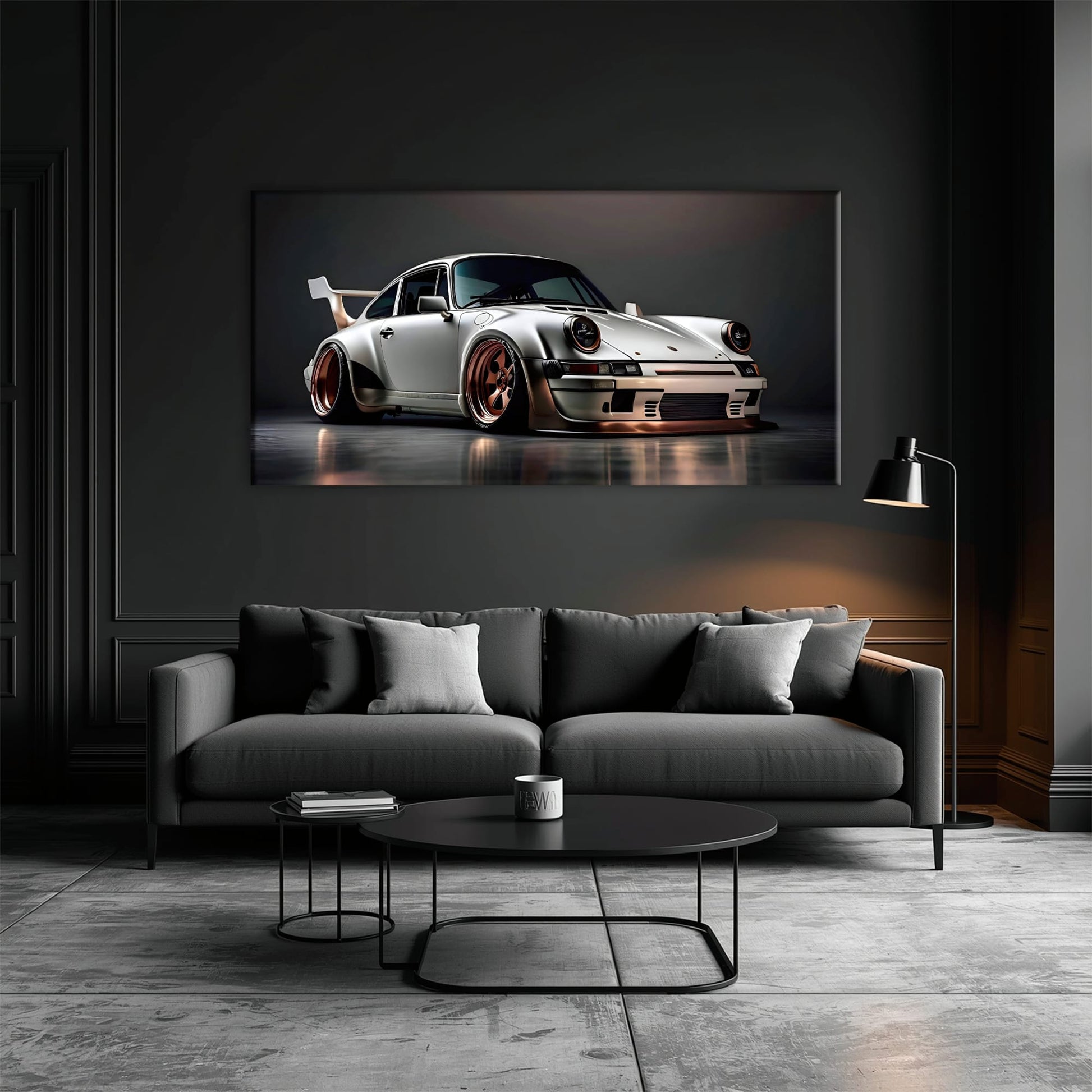 Porsche 911 Steel Outlaw Wall Art – Silver Sports Car Canvas Print Cars