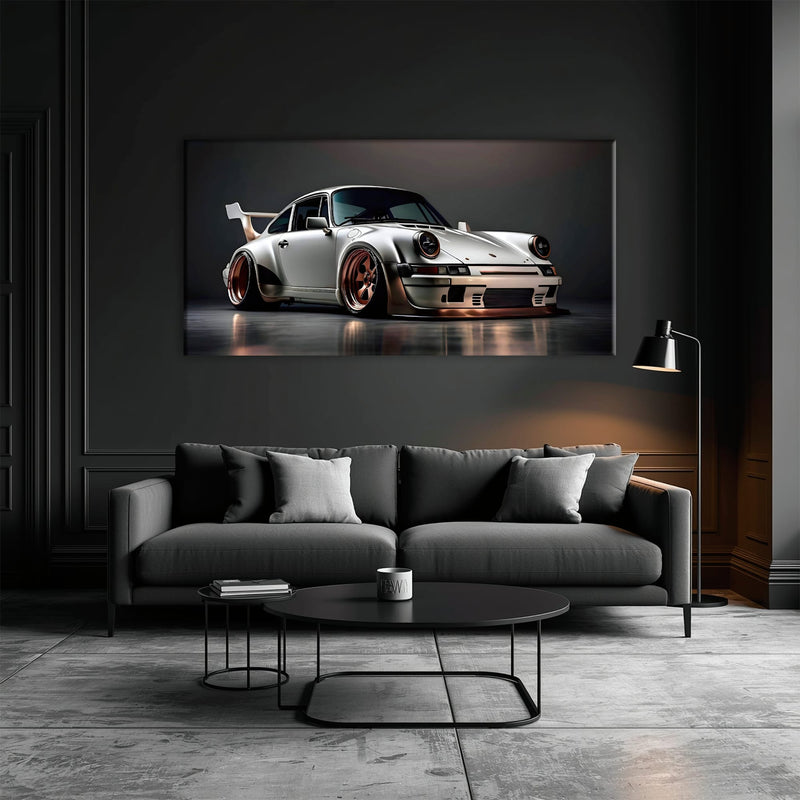 Porsche 911 Steel Outlaw Wall Art – Silver Sports Car Canvas Print Cars