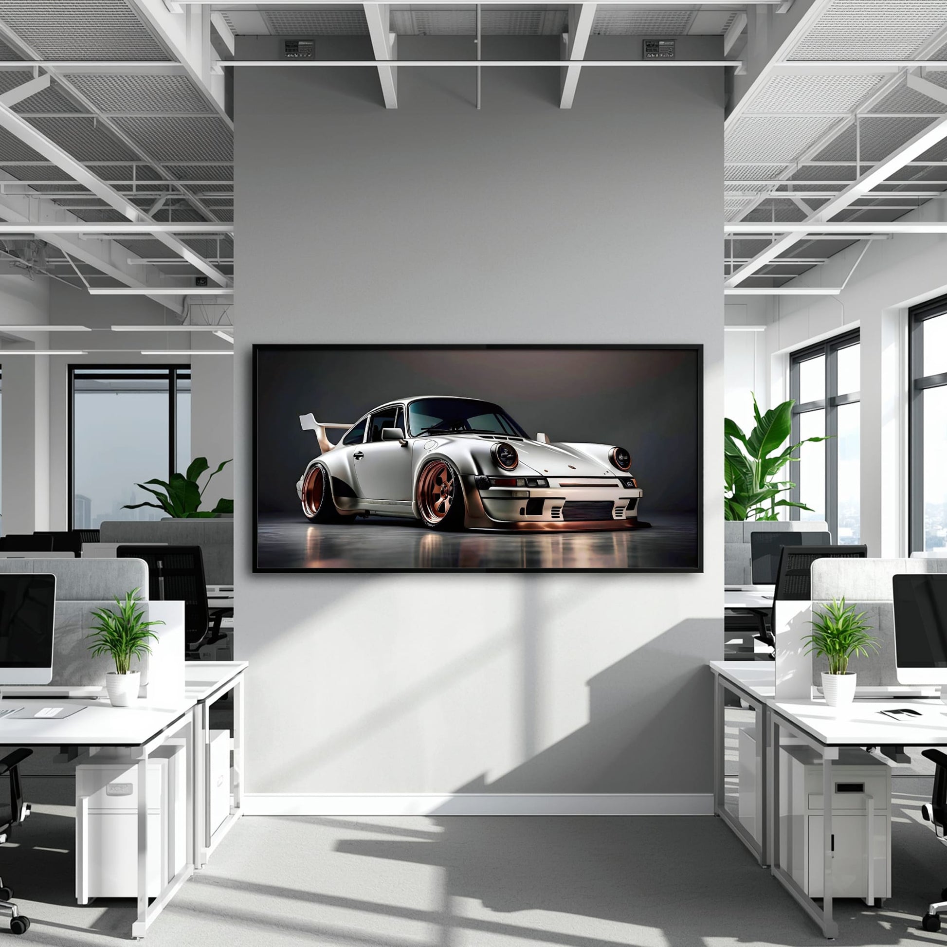 Porsche 911 Steel Outlaw Wall Art – Silver Sports Car Canvas Print Cars
