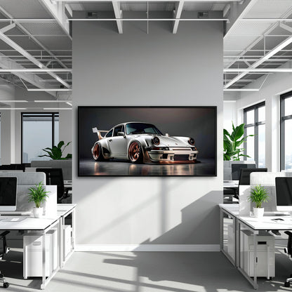Porsche 911 Steel Outlaw Wall Art – Silver Sports Car Canvas Print Cars