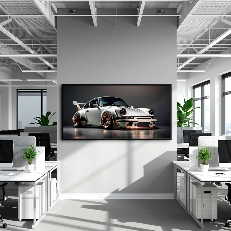 Porsche 911 Steel Outlaw Wall Art – Silver Sports Car Canvas Print Cars