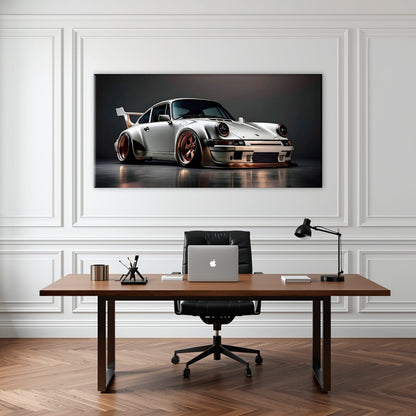 Porsche 911 Steel Outlaw Wall Art – Silver Sports Car Canvas Print Cars