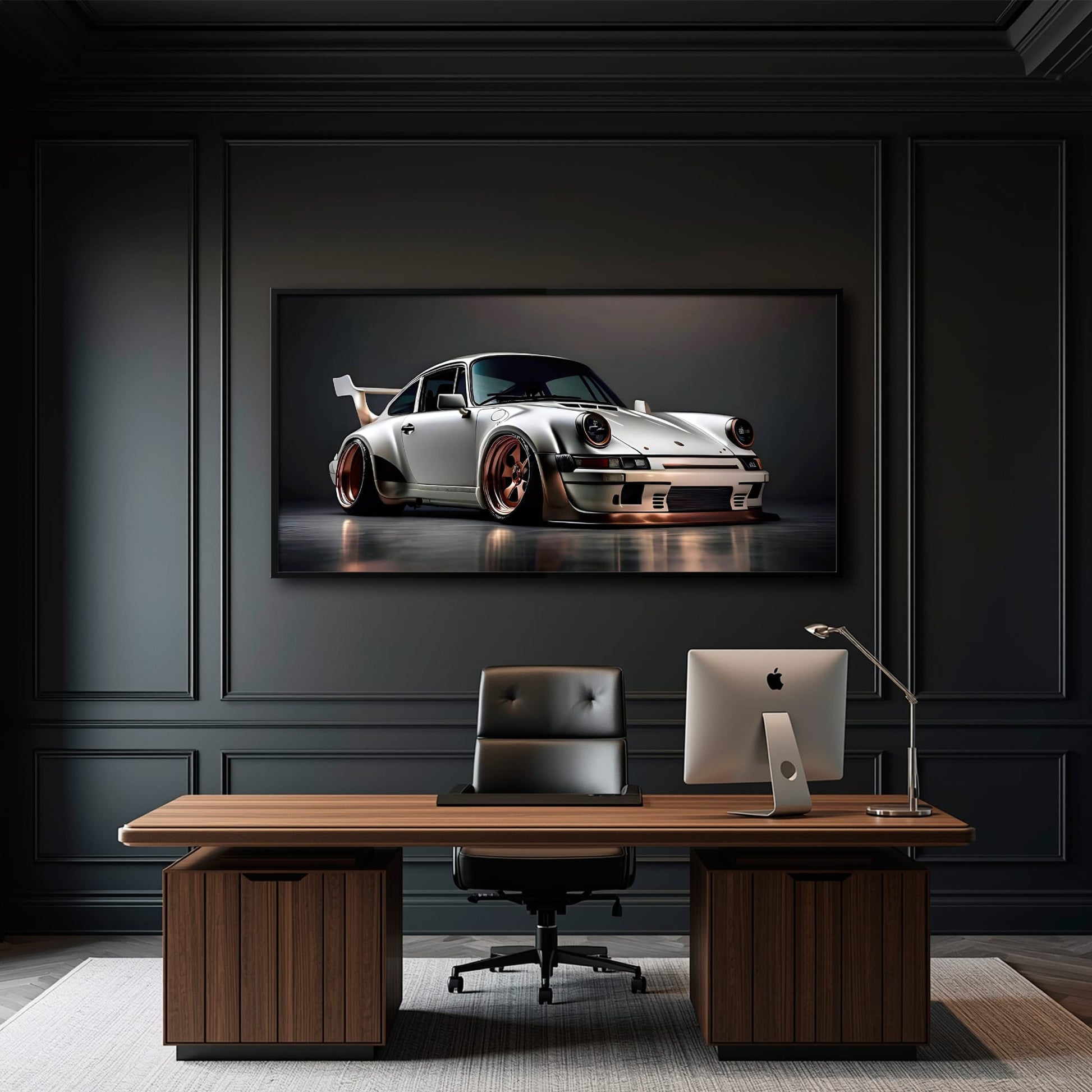 Porsche 911 Steel Outlaw Wall Art – Silver Sports Car Canvas Print Cars