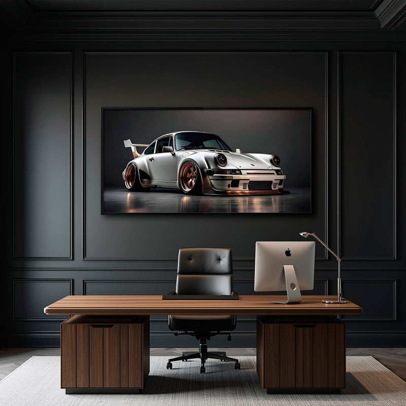 Porsche 911 Steel Outlaw Wall Art – Silver Sports Car Canvas Print Cars