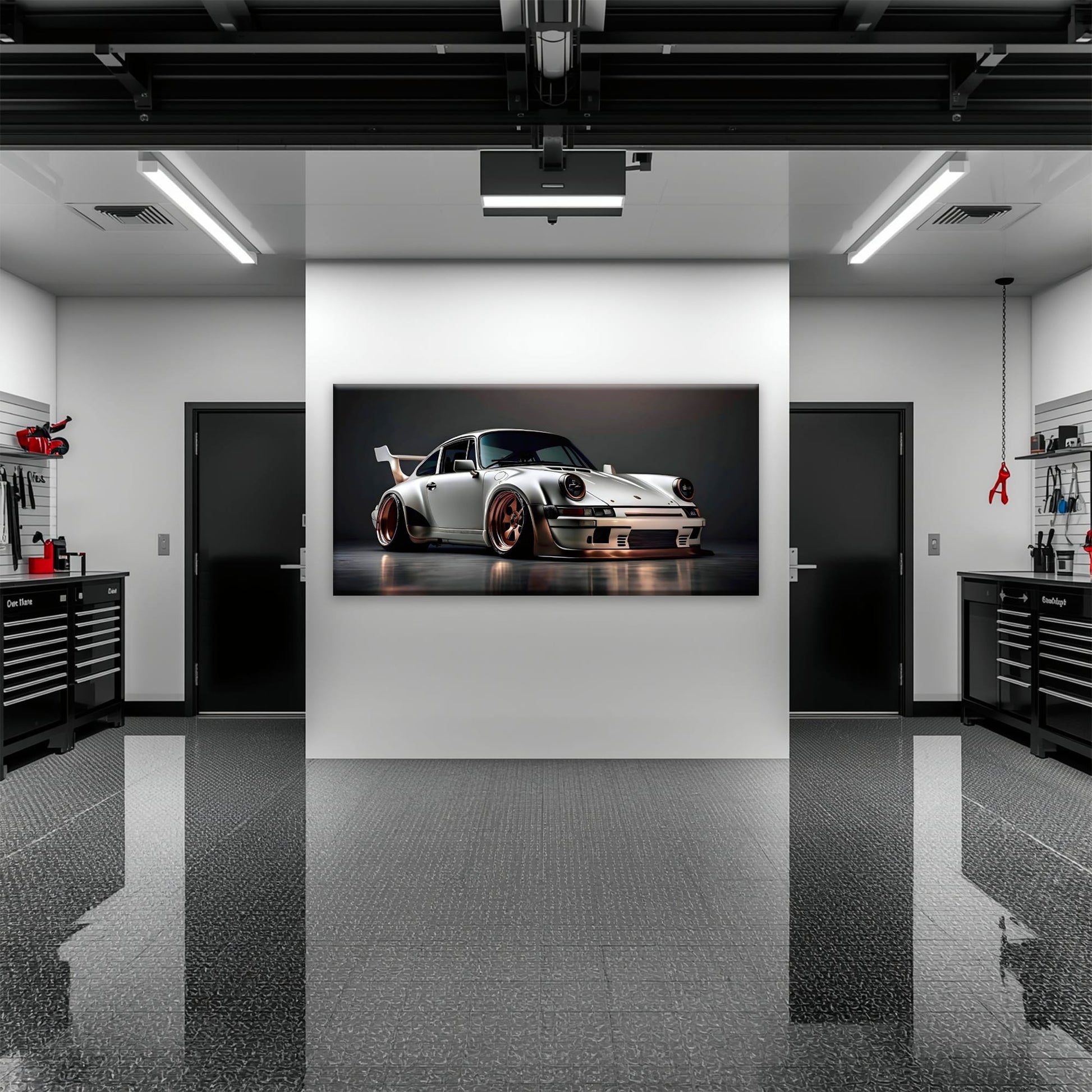 Porsche 911 Steel Outlaw Wall Art – Silver Sports Car Canvas Print Cars