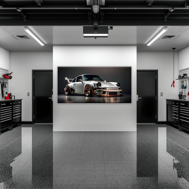 Porsche 911 Steel Outlaw Wall Art – Silver Sports Car Canvas Print Cars