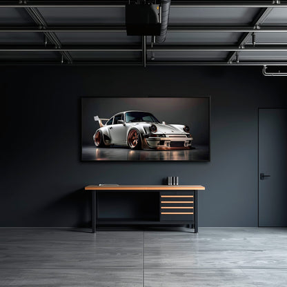 Porsche 911 Steel Outlaw Wall Art – Silver Sports Car Canvas Print Cars