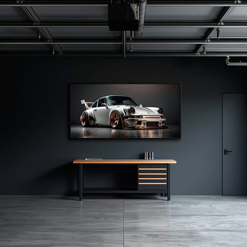 Porsche 911 Steel Outlaw Wall Art – Silver Sports Car Canvas Print Cars