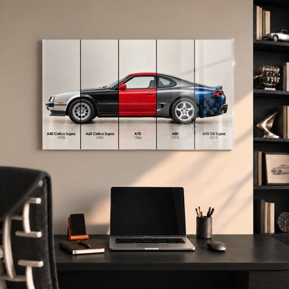 Toyota Supra Evolution Poster A40–A90 & Canvas Art | Caveson Acrylic Glass / 12х24 / Without Frame Cars
