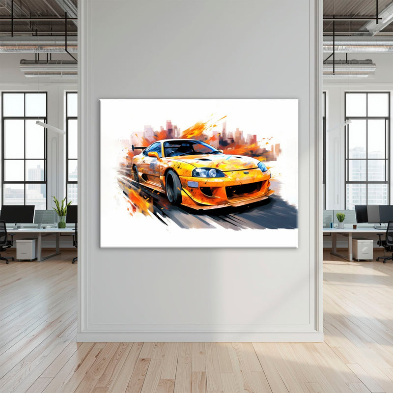 Toyota Supra Mk4 Wall Art – Pop Art Canvas Print -Sports Car Decor Cars