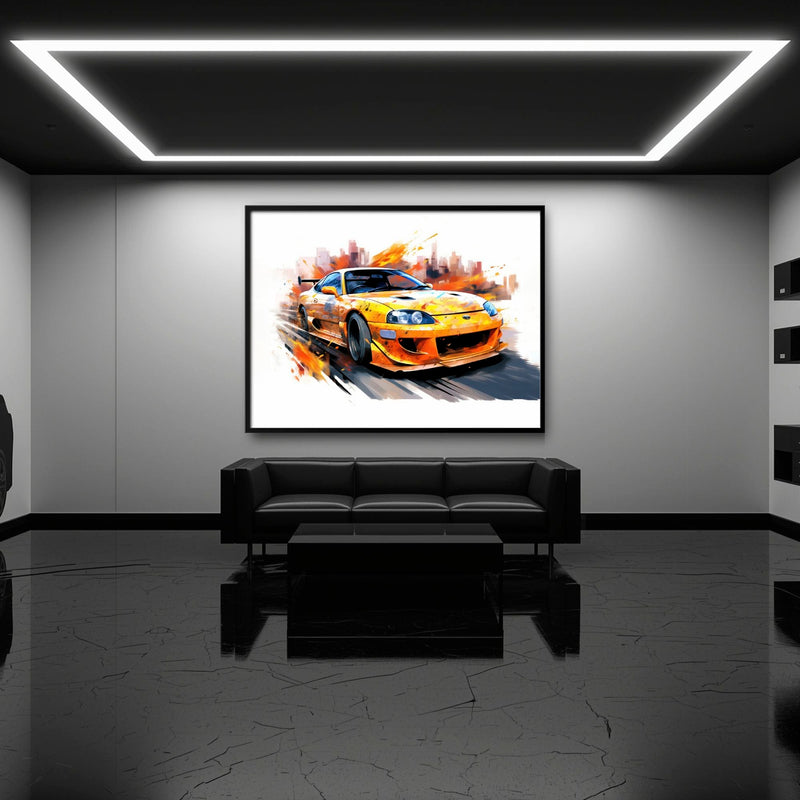 Toyota Supra Mk4 Wall Art – Pop Art Canvas Print -Sports Car Decor Cars