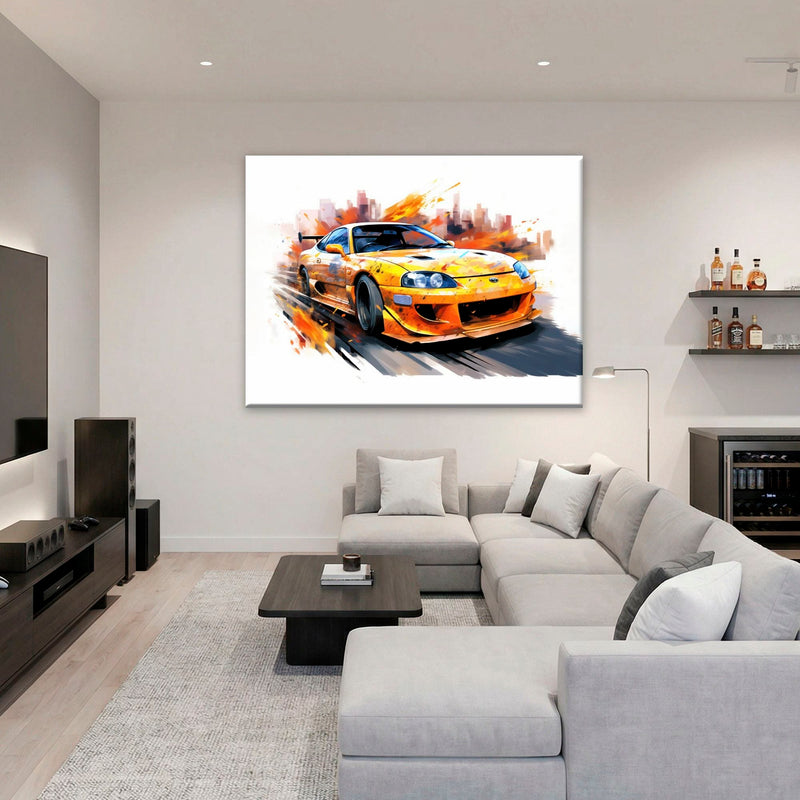 Toyota Supra Mk4 Wall Art – Pop Art Canvas Print -Sports Car Decor Cars