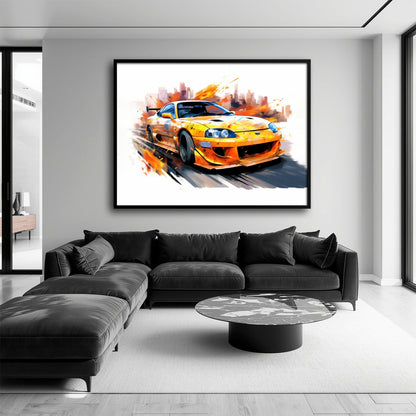 Toyota Supra Mk4 Wall Art – Pop Art Canvas Print -Sports Car Decor Cars