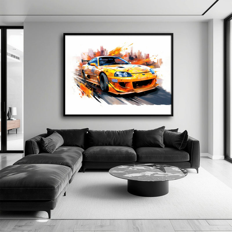Toyota Supra Mk4 Wall Art – Pop Art Canvas Print -Sports Car Decor Cars