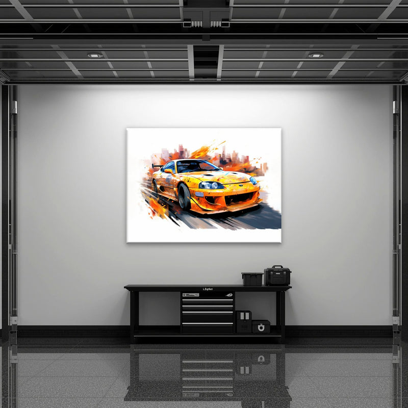 Toyota Supra Mk4 Wall Art – Pop Art Canvas Print -Sports Car Decor Cars