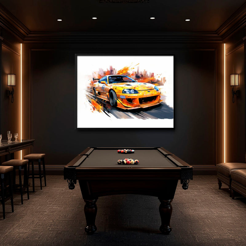 Toyota Supra Mk4 Wall Art – Pop Art Canvas Print -Sports Car Decor Cars