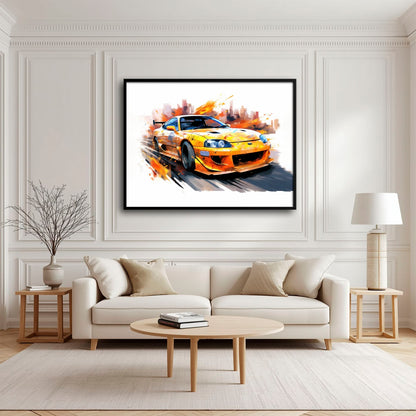 Toyota Supra Mk4 Wall Art – Pop Art Canvas Print -Sports Car Decor Cars