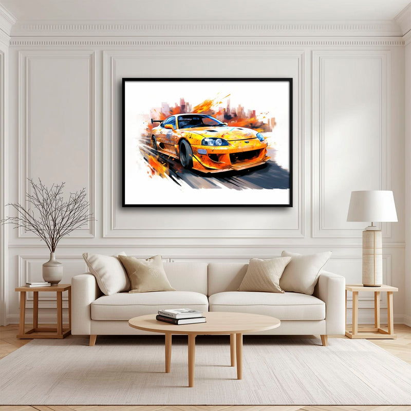 Toyota Supra Mk4 Wall Art – Pop Art Canvas Print -Sports Car Decor Cars