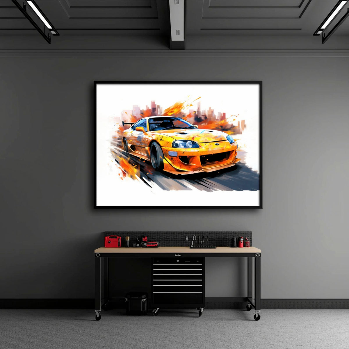 Toyota Supra Mk4 Wall Art – Pop Art Canvas Print -Sports Car Decor Cars