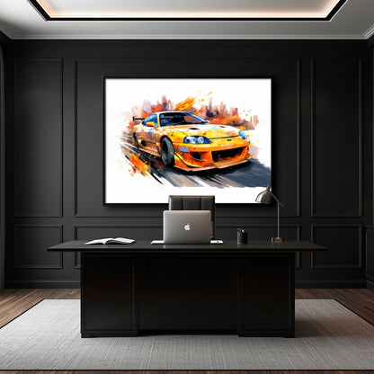 Toyota Supra Mk4 Wall Art – Pop Art Canvas Print -Sports Car Decor Cars